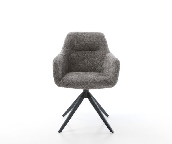 Otočná stolička Pejo-Flex Bouclé sivá Krížový rám široký čierny Otočná o 360° Funkcia hojdania Vreckové pružinové jadro - Image 2