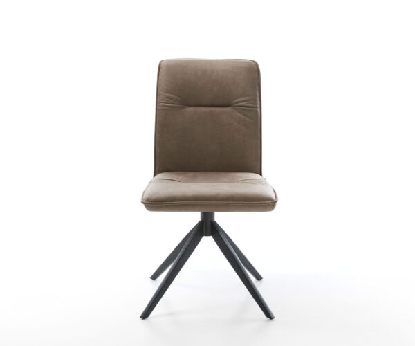 Otočná stolička Vinjo-Flex z mikrovlákna taupe vintage krížový rám široký čierny Funkcia hojdania otočná o 360° - Image 2