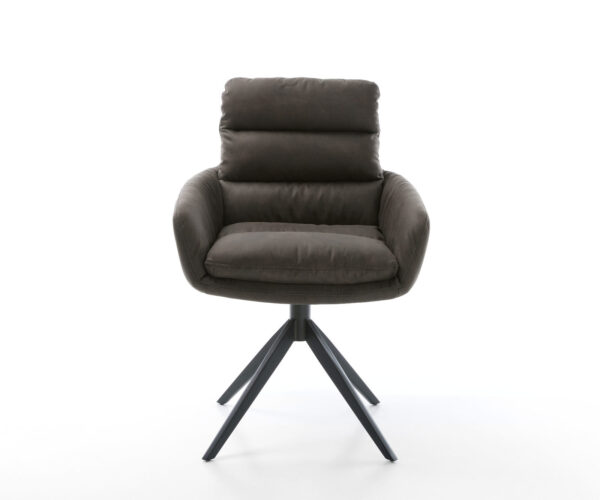 Otočná stolička Abelia-Flex s antracitovými podrúčkami z mikrovlákna vintage krížový rám široký čierny 360° funkcia hojdania - Image 2