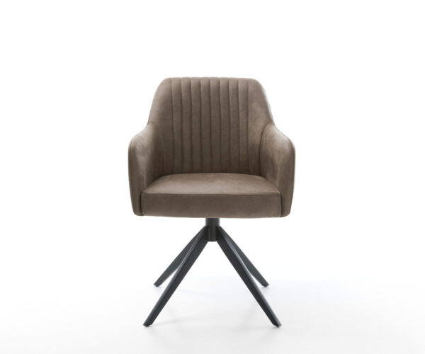 Otočná stolička Greg-Flex mikrovlákno taupe vintage krížový rám široký čierny 360° otočná funkcia hojdania jadro z vreckových pružín - Image 2