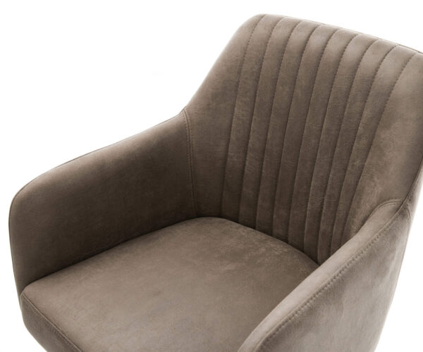 Otočná stolička Greg-Flex mikrovlákno taupe vintage krížový rám široký čierny 360° otočná funkcia hojdania jadro z vreckových pružín - Image 4