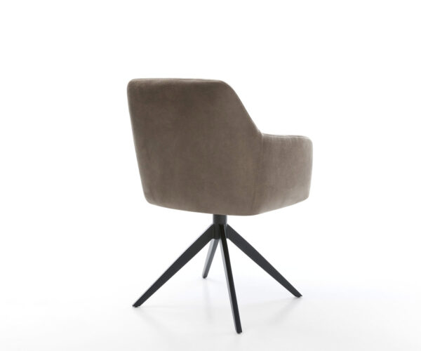 Otočná stolička Greg-Flex mikrovlákno taupe vintage krížový rám široký čierny 360° otočná funkcia hojdania jadro z vreckových pružín - Image 5
