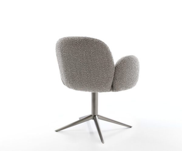 Otočná stolička Nube-Flex s podrúčkami Bouclé strieborno-sivá Grafitová základňa 360° otočná funkcia Swivel Vreckové pružinové jadro - Image 5