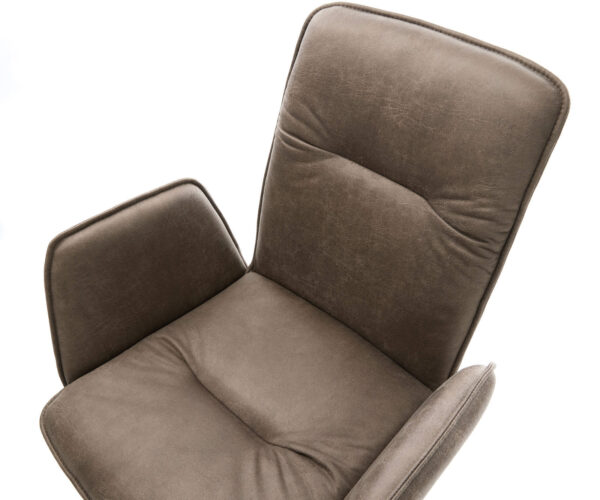 Otočná stolička Vinja-Flex z mikrovlákna sivohnedá vintage krížový rám široký z nehrdzavejúcej ocele funkcia hojdania otočná o 360° - Image 4