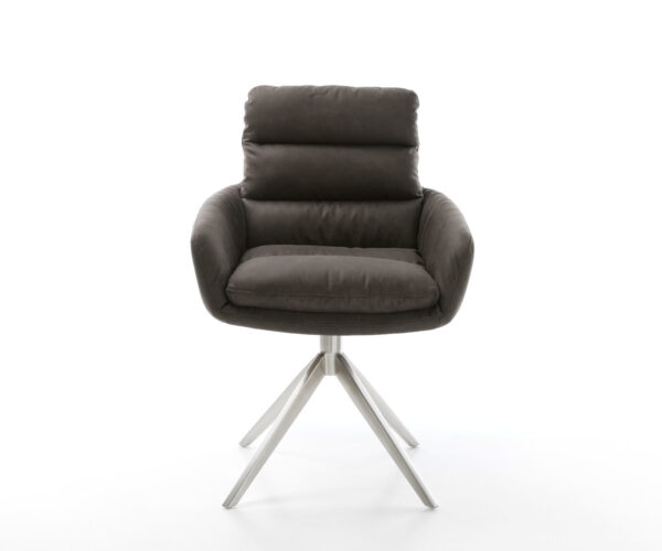 Otočná stolička Abelia-Flex s antracitovými podrúčkami z mikrovlákna vintage krížový rám široký z nehrdzavejúcej ocele funkcia hojdania otočná o 360° - Image 2