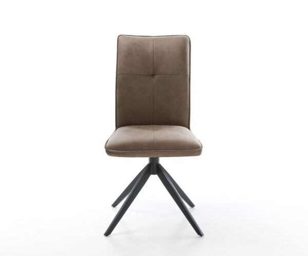 Otočná stolička Maddy-Flex mikrovlákno taupe vintage krížový rám široký čierny Funkcia hojdania otočná o 360° - Image 2