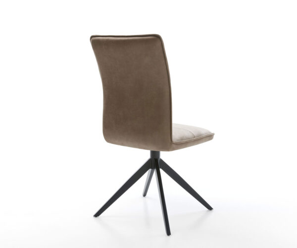 Otočná stolička Maddy-Flex mikrovlákno taupe vintage krížový rám široký čierny Funkcia hojdania otočná o 360° - Image 5
