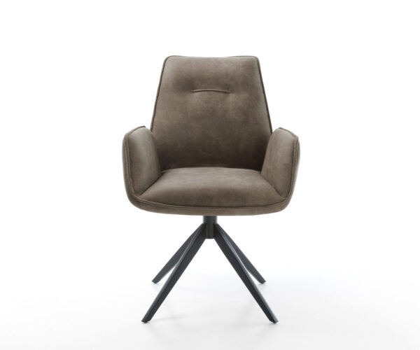 Otočné kreslo Zoa-Flex Mikrovlákno Taupe Vintage Cross Frame Wide Black 360° funkcia hojdania Vreckové pružinové jadro - Image 2