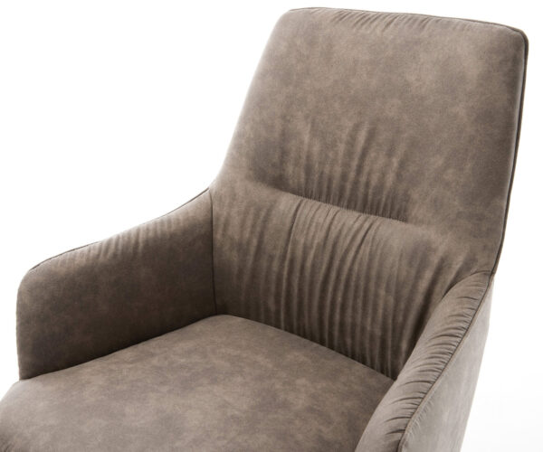 Otočné kreslo Zelia-Flex s podrúčkami Mikrovlákno taupe vintage Grafitový podstavec 360° otočný Funkcia otáčania Vreckové pružinové jadro - Image 4