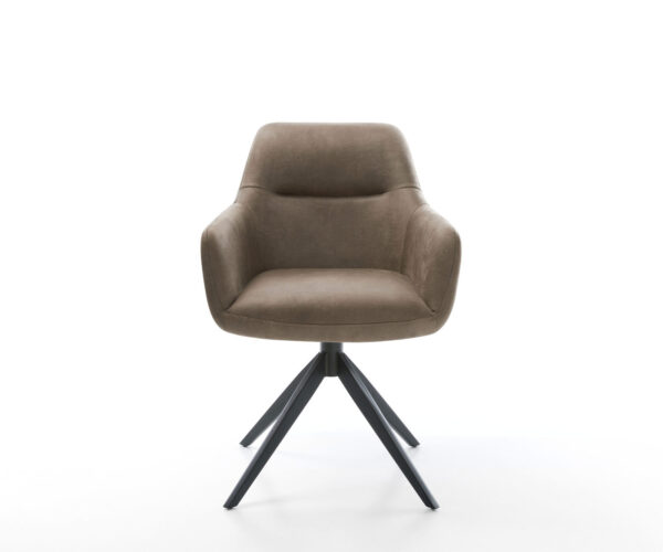 Otočná stolička Pejo-Flex mikrovlákno taupe vintage krížový rám široký čierny 360° otočná funkcia hojdania jadro z vreckových pružín - Image 2