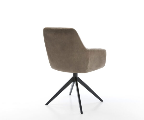 Otočná stolička Pejo-Flex mikrovlákno taupe vintage krížový rám široký čierny 360° otočná funkcia hojdania jadro z vreckových pružín - Image 5