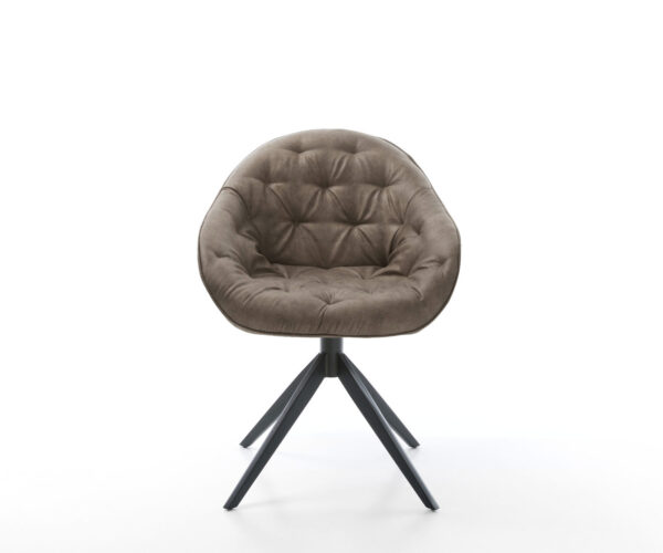 Otočné kreslo Gaio-Flex mikrovlákno taupe vintage krížový rám široký čierny 360° funkcia hojdania - Image 2