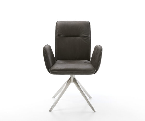 Otočná stolička Vinja-Flex z mikrovlákna antracitový vintage krížový rám široký z nehrdzavejúcej ocele funkcia hojdania otočná o 360° - Image 2