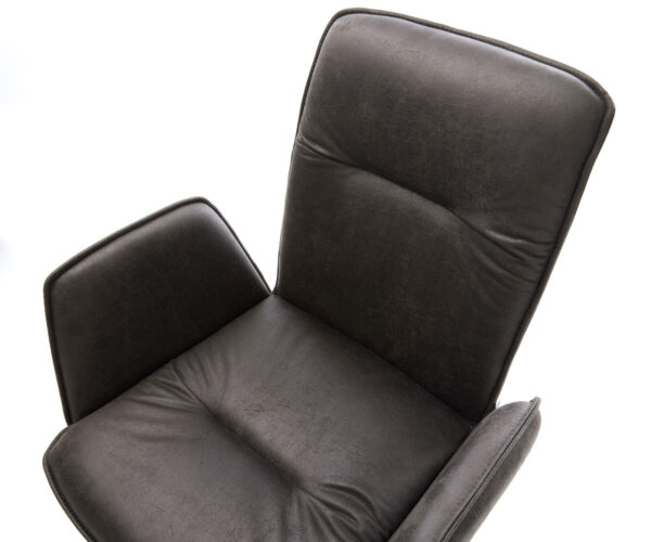 Otočná stolička Vinja-Flex z mikrovlákna antracitový vintage krížový rám široký z nehrdzavejúcej ocele funkcia hojdania otočná o 360° - Image 4
