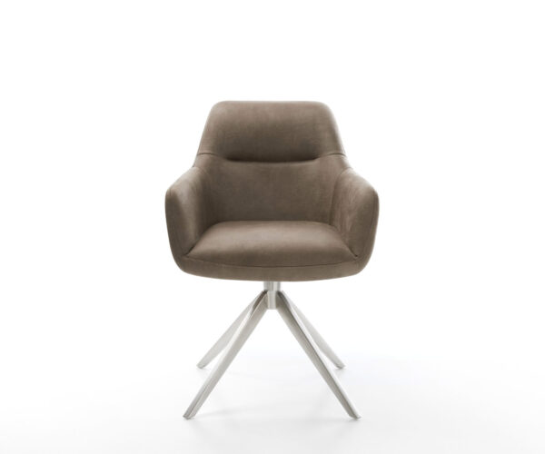 Otočné kreslo Pejo-Flex Mikrovlákno Taupe Vintage Cross Frame Wide Stainless Steel 360° Swivel Rocking function Vreckové pružinové jadro - Image 2