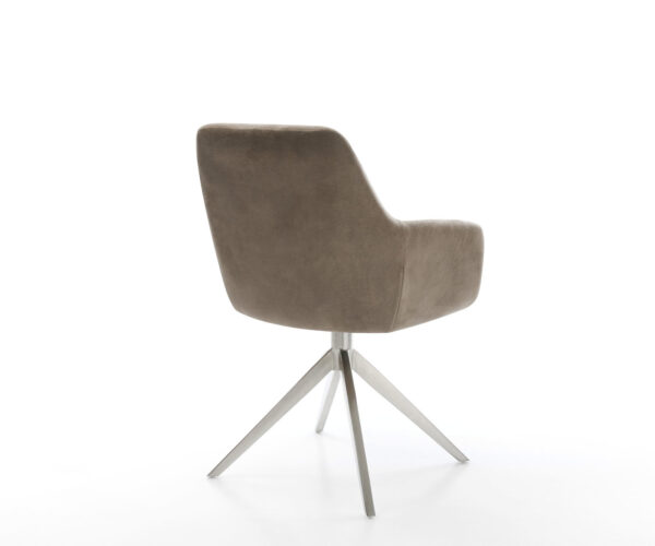 Otočné kreslo Pejo-Flex Mikrovlákno Taupe Vintage Cross Frame Wide Stainless Steel 360° Swivel Rocking function Vreckové pružinové jadro - Image 5