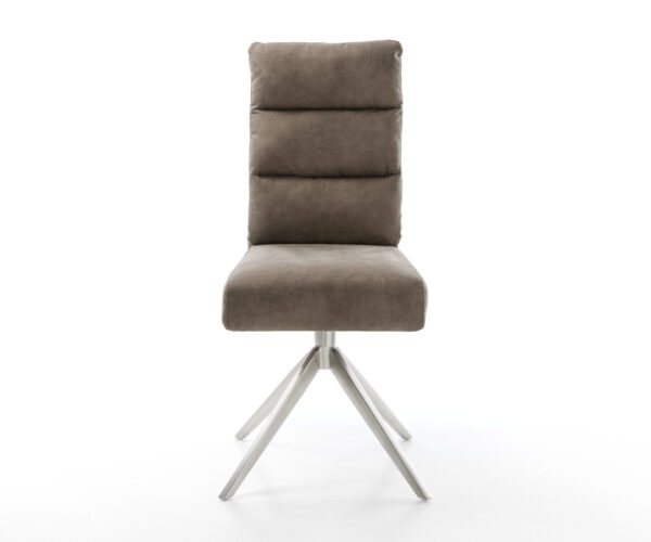 Otočné kreslo Pela-Flex Mikrovlákno Taupe Vintage Cross Frame Wide Stainless Steel 360° Swivel Rocking function Vreckové pružinové jadro - Image 2