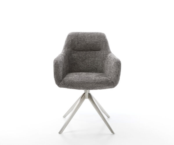 Otočná stolička Pejo-Flex Bouclé Grey Krížový rám široký Nerezová oceľ 360° otočná funkcia otáčania Vreckové pružinové jadro - Image 2