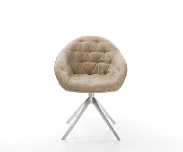 Otočné kreslo Gaio-Flex Mikrovlákno béžové Vintage Cross Frame Wide Stainless Steel 360° Swivel Rocking Function - Image 2