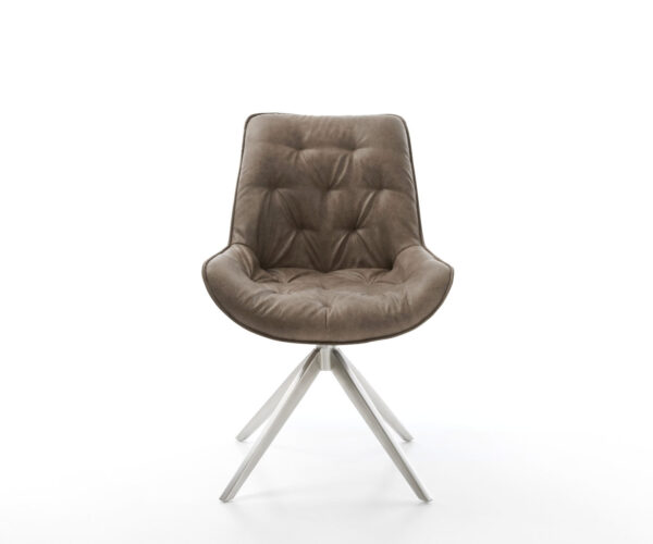 Otočná stolička Taimi-Flex z mikrovlákna taupe vintage krížový rám široký z nehrdzavejúcej ocele funkcia hojdania otočná o 360° - Image 2