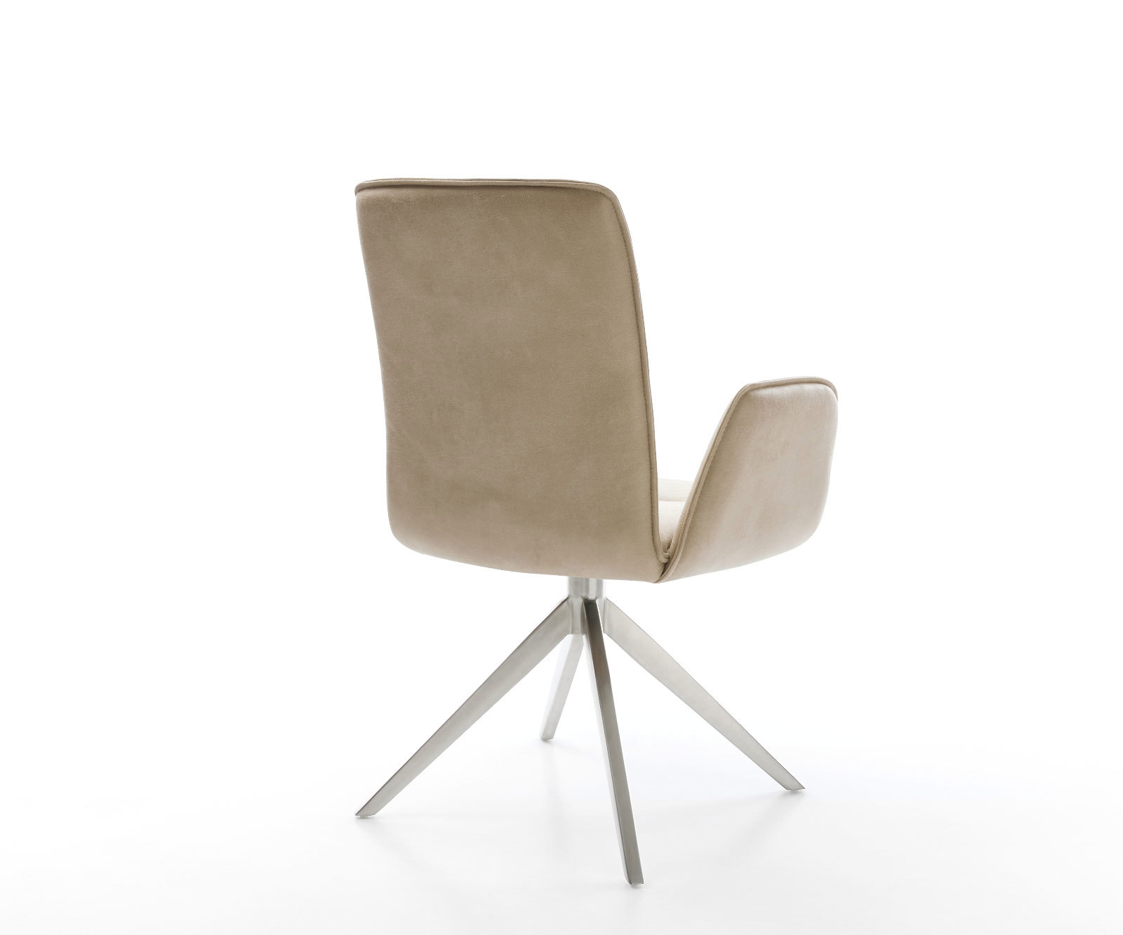 Otočná jedálenská stolička Vinja-Flex mikrovlákno béžová vintage krížová podstava široká nerezová oceľ 360° otočná hojdacia funkcia - Image 5