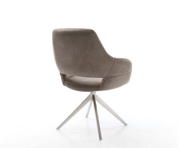 Otočné kreslo Yago-Flex s podrúčkami Mikrovlákno Taupe Vintage Cross Frame Wide Stainless Steel 360° Swivel Rocking Function Pocket Spring Core - Image 5