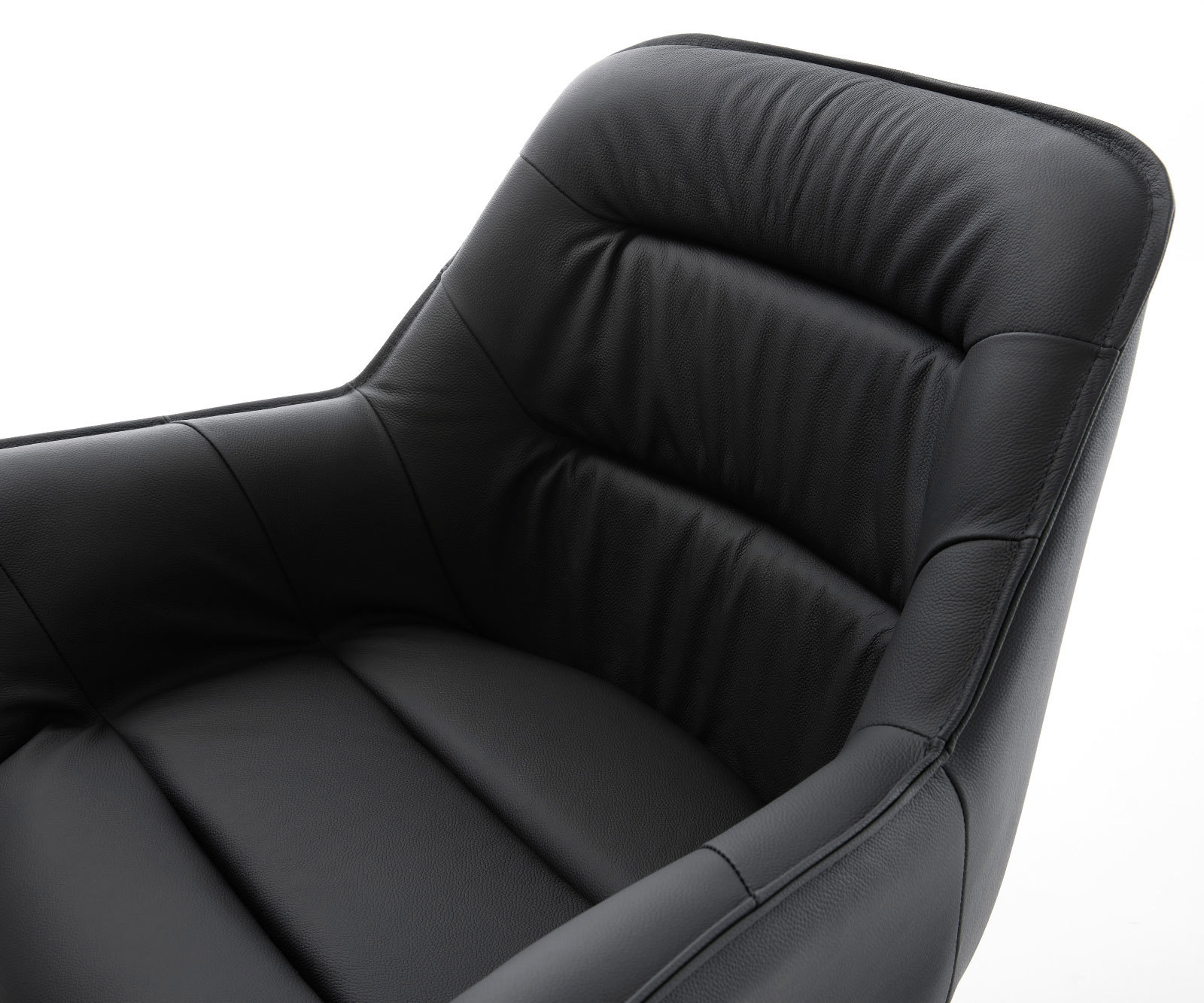 Jedálenská stolička Kaira-Flex pravá koža čierna krížová podstava široká nerezová oceľ 360° otočná hojdacia funkcia - Image 4