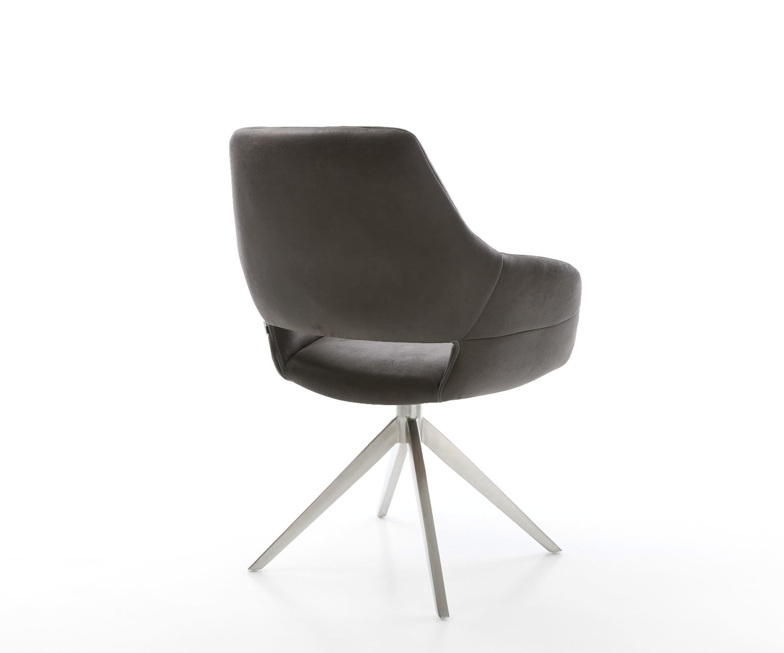 Jedálenská stolička Yago-Flex s opierkami mikrovlákno antracitová vintage krížová podstava široká nerezová oceľ otočná 360° hojdacia funkcia vrecková pružina - Image 5