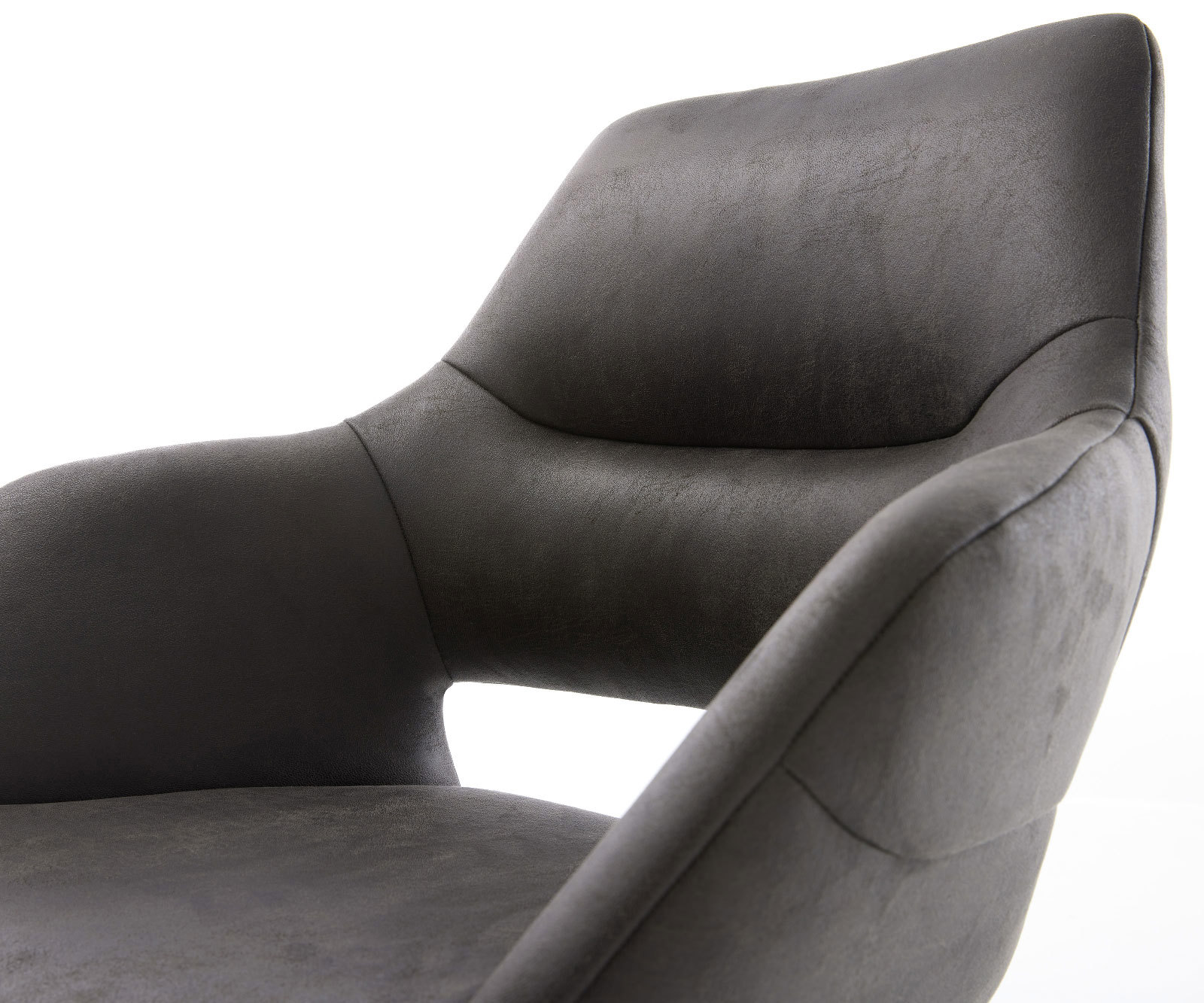 Jedálenská stolička Yago-Flex s opierkami mikrovlákno antracitová vintage krížová podstava široká nerezová oceľ otočná 360° hojdacia funkcia vrecková pružina - Image 4