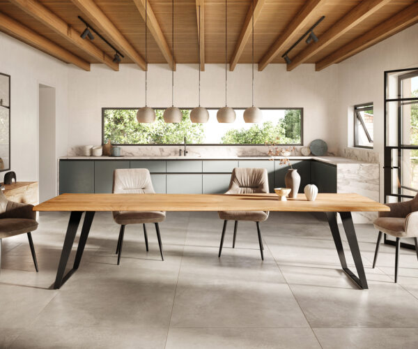 Jedálenský stôl Edge 300x100 XL akácia prírodný kovový uhlový - Image 2