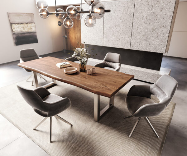 Jedálenský stôl Edge 260x100 XL Akácia hnedá Nerezová široká podnož - Image 6