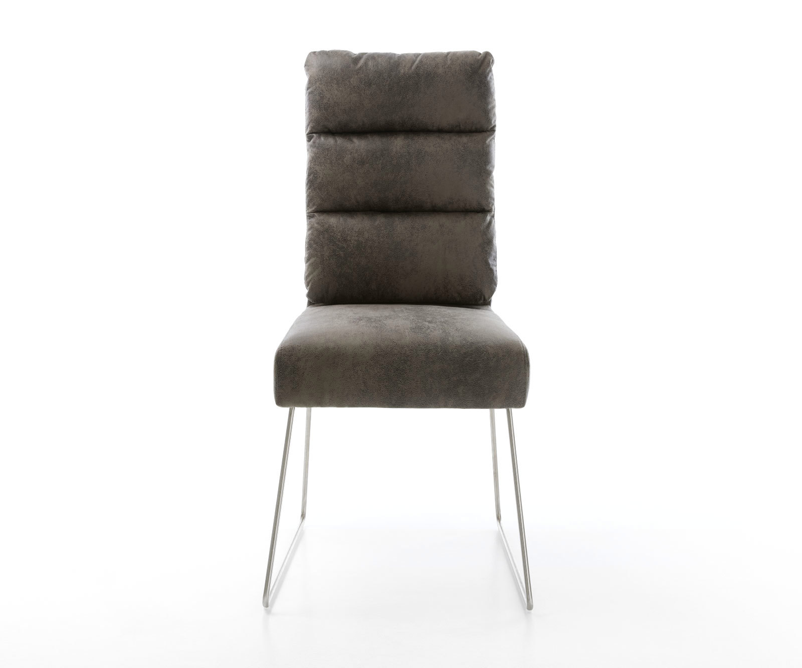 Jedálenská stolička Pela-Flex mikrovlákno sivá vintage tenká podstava nerezová oceľ vrecková pružina - Image 2