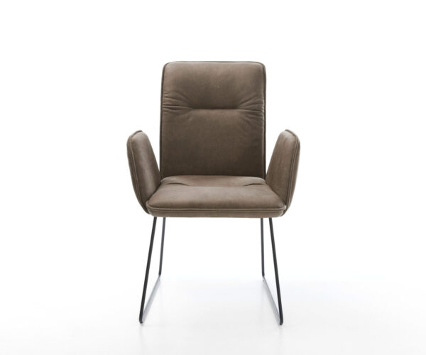 Jedálenská stolička Vinja-Flex mikrovlákno taupe vintage tenká podstava čierna - Image 2