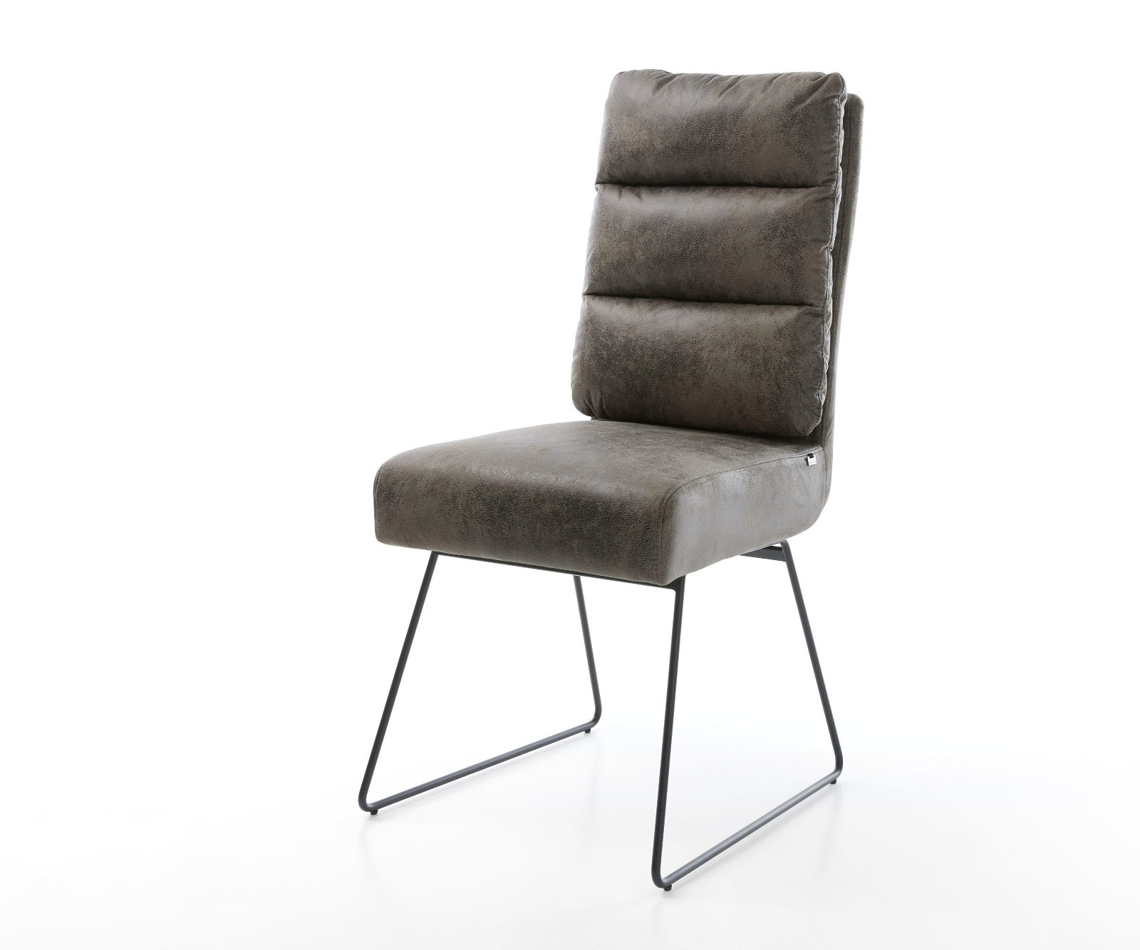 Jedálenská stolička Pela-Flex mikrovlákno sivá vintage tenká podstava čierna vrecková pružina