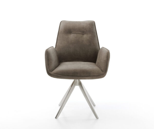 Otočná stolička Zoa-Flex taupe vintage krížová základňa štvorcová z nerezovej ocele - Image 2