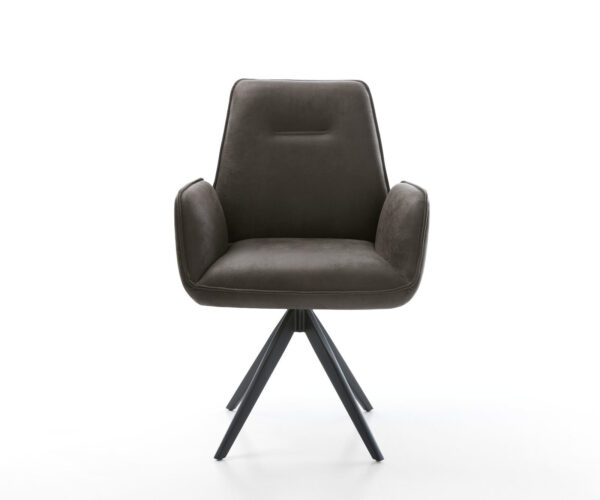 Jedálenská stolička Zoa-Flex mikrovlákno antracit vintage krížová podstava hranatá čierna vrecková pružina - Image 2