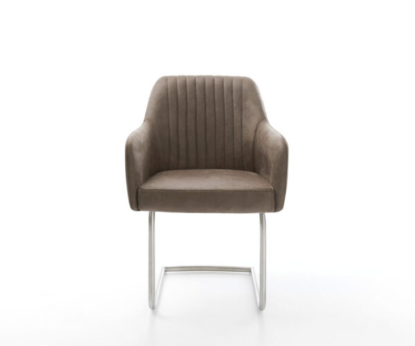Jedálenská stolička Greg-Flex taupe vintage konzolová základňa okrúhla z nehrdzavejúcej ocele - Image 2