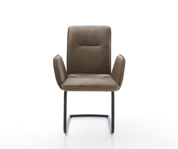 Jedálenská stolička Vinja-Flex mikrovlákno taupe vintage jedálenská stolička okrúhla čierna - Image 2