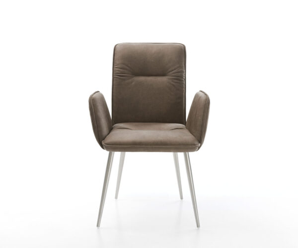 Jedálenská stolička Vinja-Flex taupe vintage kužeľová podnož z nehrdzavejúcej ocele - Image 2