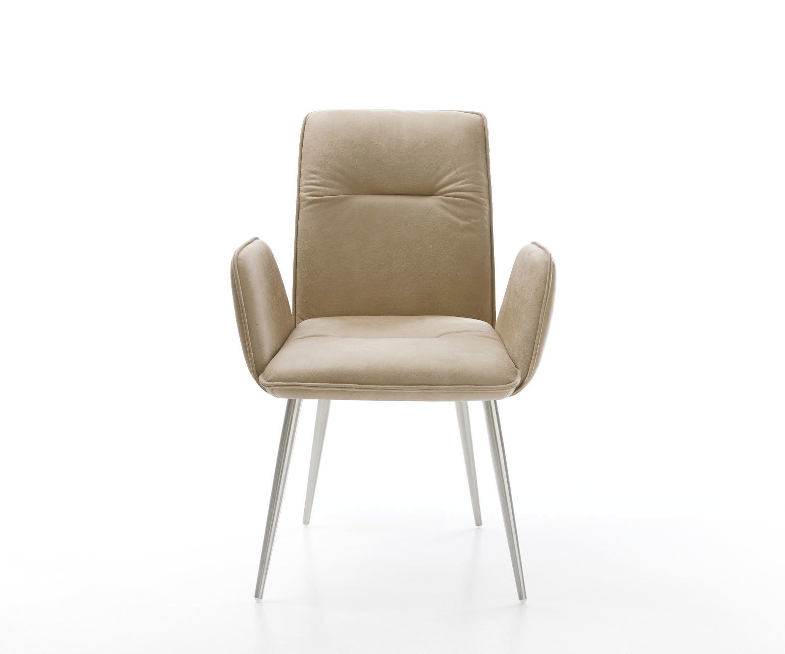 Jedálenská stolička Vinja-Flex mikrovlákno béžová vintage 4-nohá zúžená nerezová oceľ - Image 2