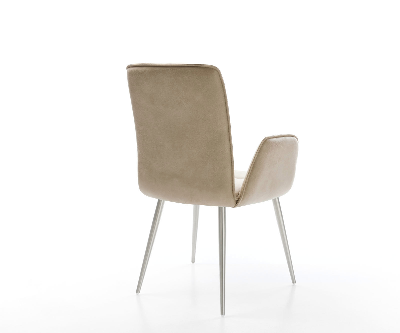 Jedálenská stolička Vinja-Flex mikrovlákno béžová vintage 4-nohá zúžená nerezová oceľ - Image 5