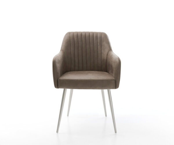 Jedálenská stolička Greg-Flex taupe vintage s kužeľovou základňou z nehrdzavejúcej ocele - Image 2