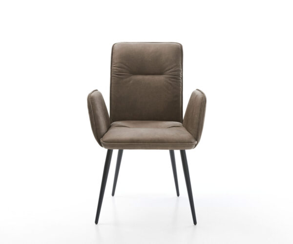 Jedálenská stolička Vinja-Flex mikrovlákno taupe vintage 4-nohá zúžená čierna - Image 2