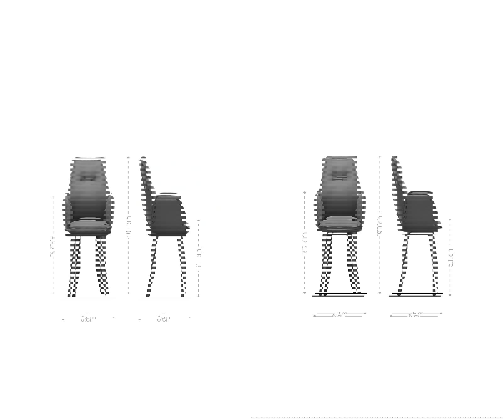 Jedálenská stolička Zoa-Flex mikrovlákno antracitová vintage 4-nohá zúžená čierna vrecková pružina