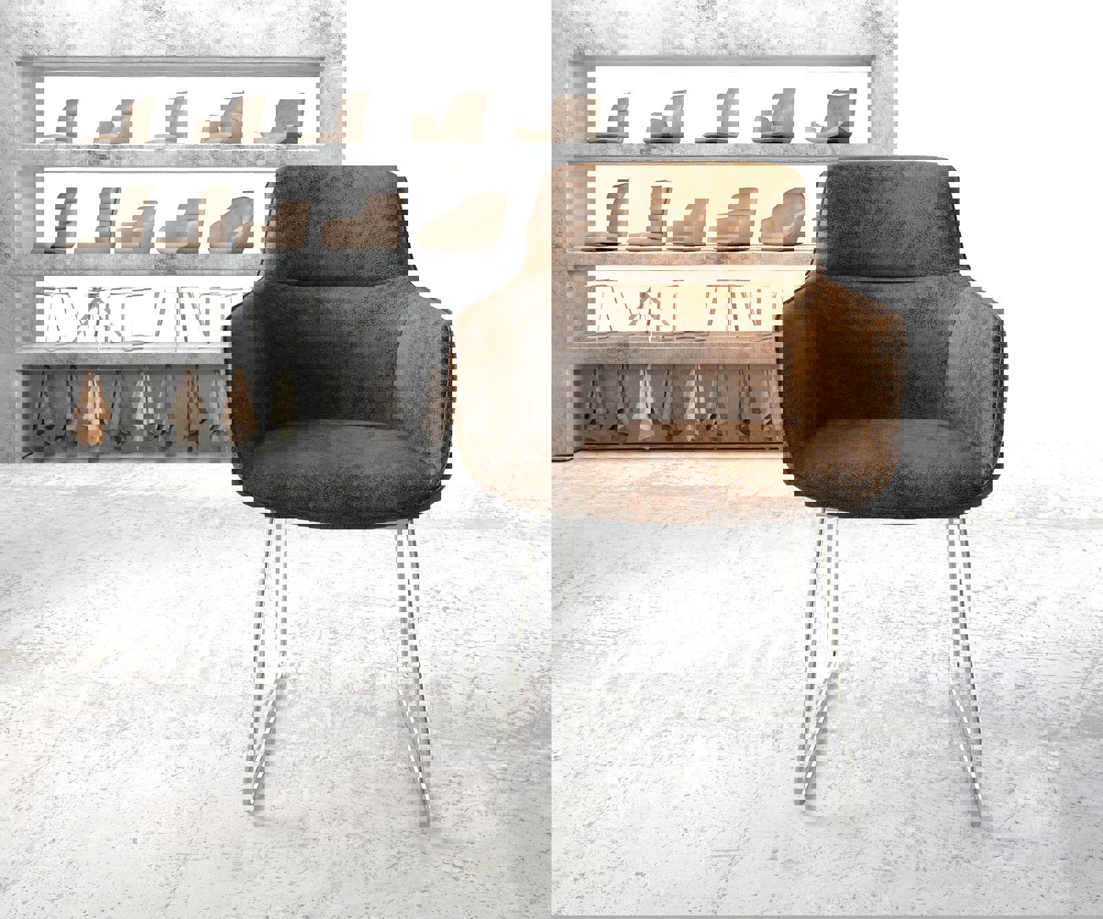 Jedálenská stolička Pejo-Flex hnedá vintage tenká podstava nerezová oceľ - Image 2