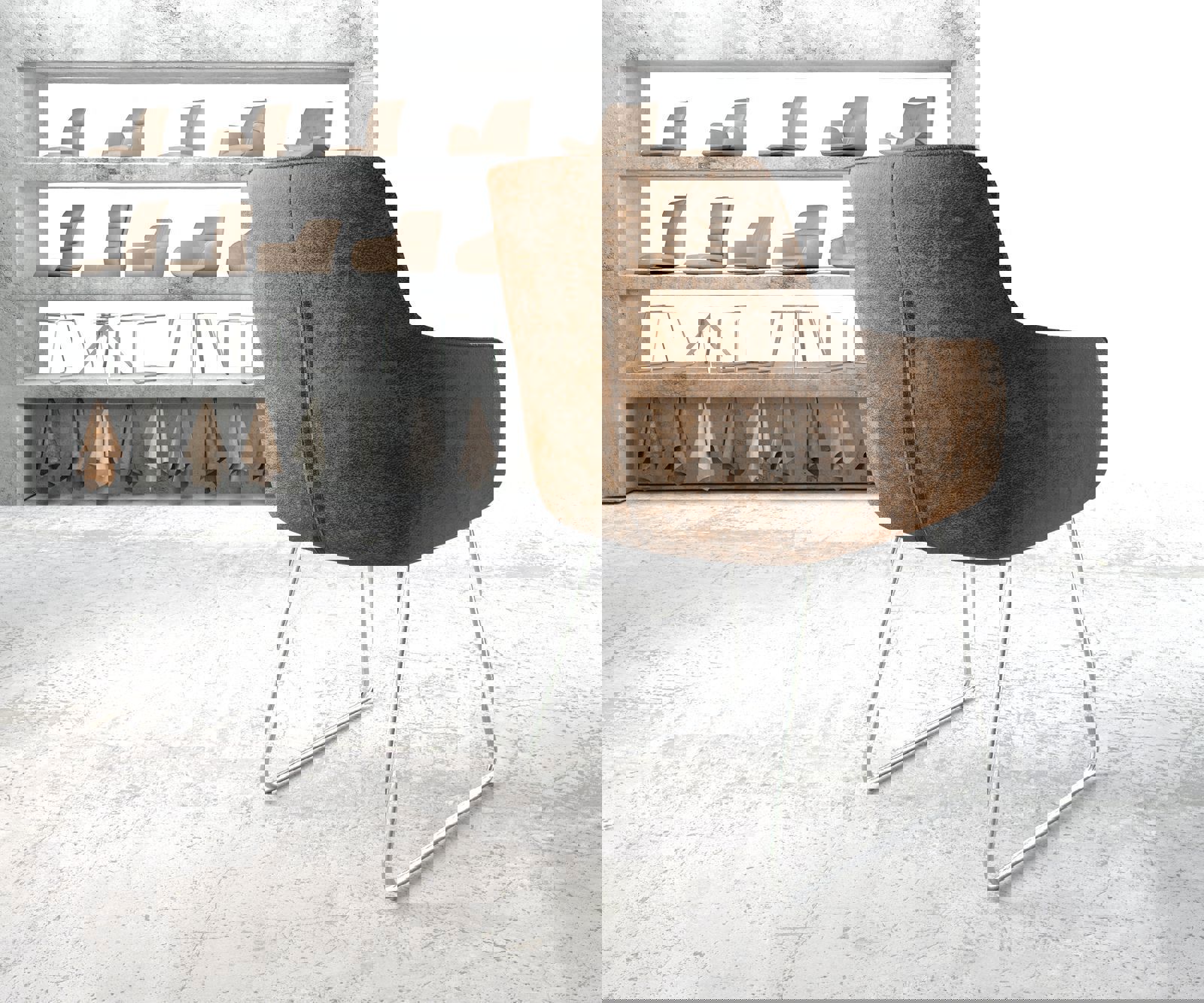 Jedálenská stolička Pejo-Flex hnedá vintage tenká podstava nerezová oceľ - Image 4