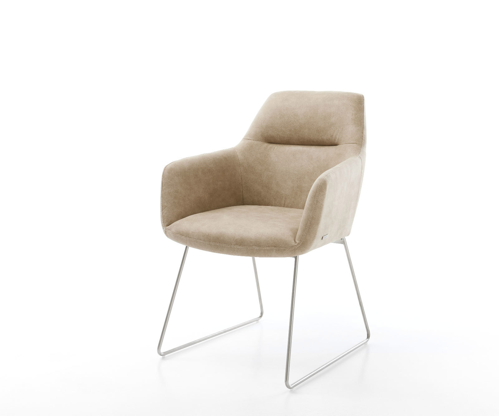 Jedálenská stolička Pejo-Flex mikrovlákno béžová vintage tenká podstava nerezová oceľ vrecková pružina