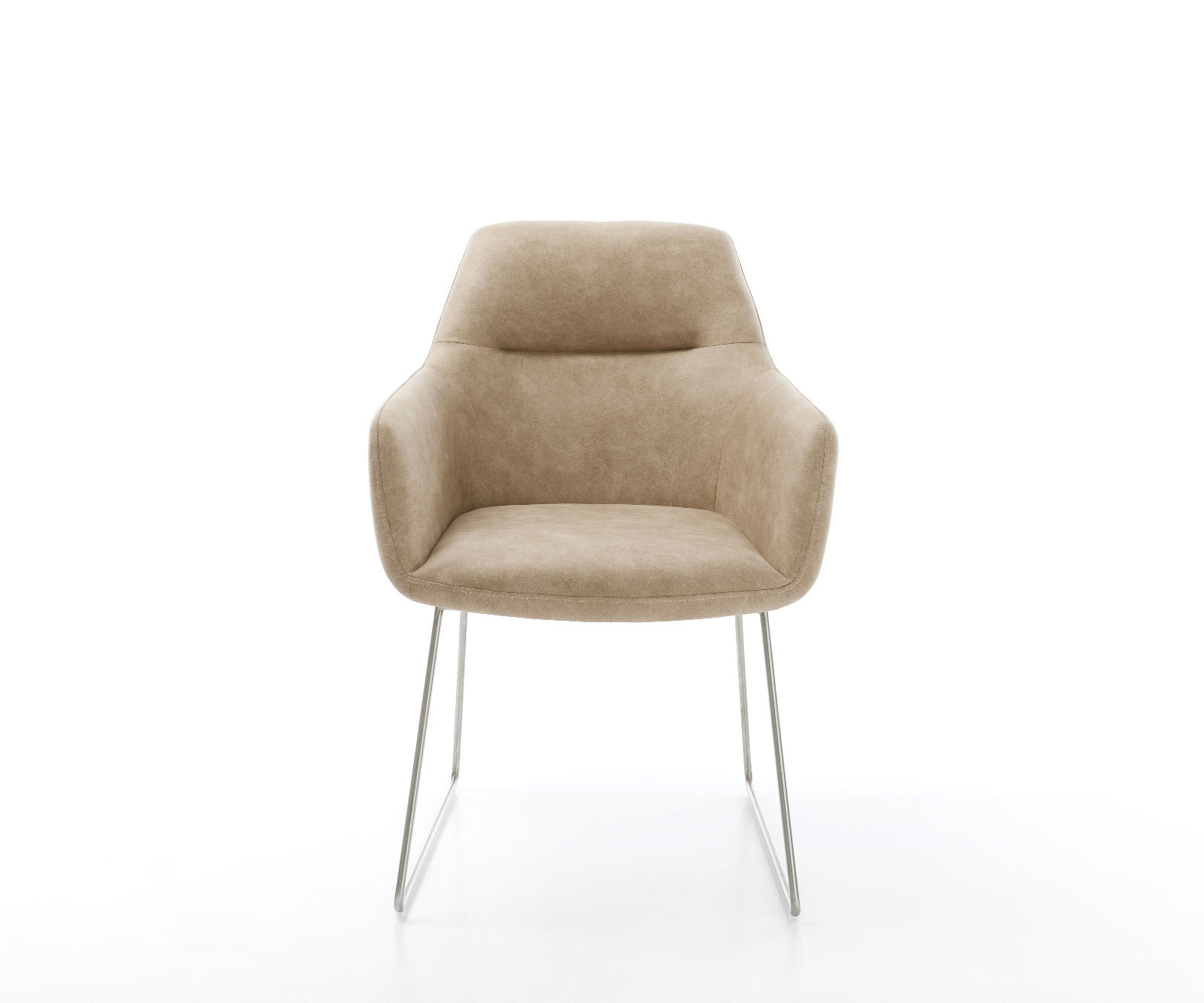 Jedálenská stolička Pejo-Flex mikrovlákno béžová vintage tenká podstava nerezová oceľ vrecková pružina - Image 2