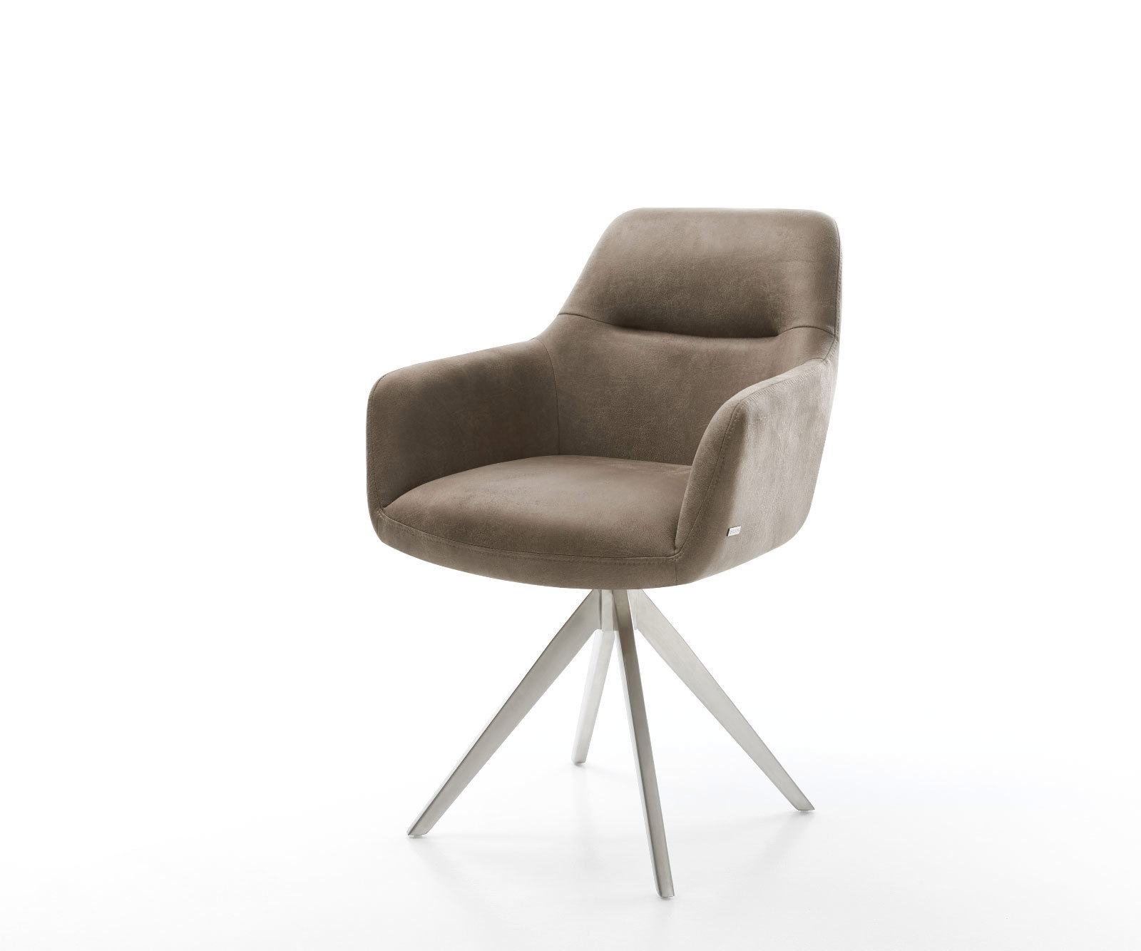Jedálenská stolička Pejo-Flex mikrovlákno taupe vintage krížová podstava hranatá nerezová oceľ vrecková pružina