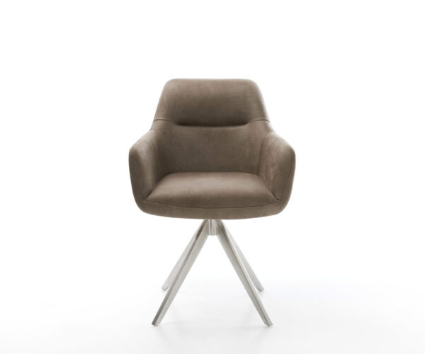 Jedálenská stolička Pejo-Flex mikrovlákno taupe vintage krížová podstava hranatá nerezová oceľ vrecková pružina - Image 2